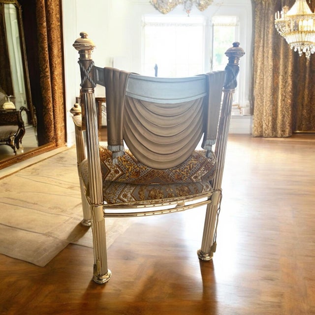 Hollywood Regency 3p Italian Imprt Armchair Loveseat Settee Set For Sale In Los Angeles - Image 6 of 12