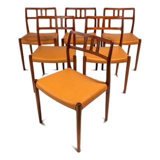 Set of Six (6) Danish Modern Møller Model 79 Side Chairs in Teak Attributed to Niels Otto Møller for j.l. Møller Mobelfabrik, Denmark, C. 1960's For Sale