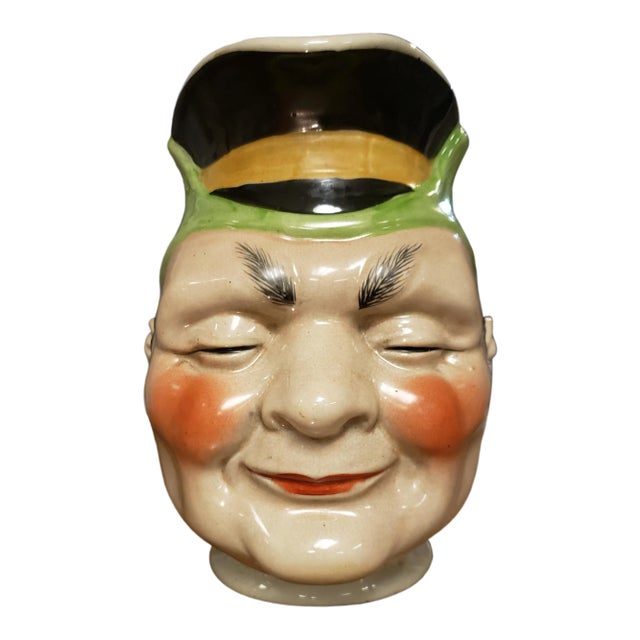 Antique Mid 19th Century Majolica Sarreguemines Character Jug For Sale