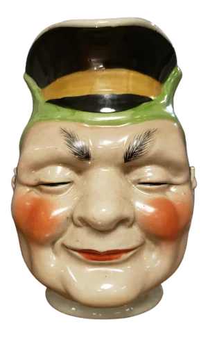 Antique Mid 19th Century Majolica Sarreguemines Character Jug