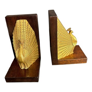 Pair of Art Deco Bronze Peacock, Signed Bauer. Austria, Circa 1930 For Sale