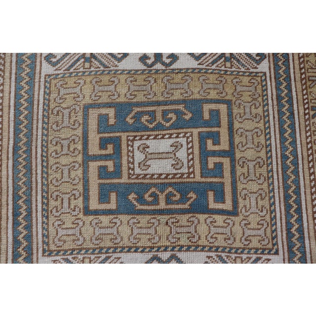 Vintage Turkish Medallion Oushak Rug in Blue, Mocha, and Taupe Measures 3'5"x5'8" For Sale - Image 4 of 10
