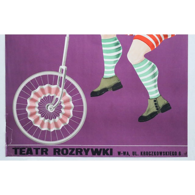 Modern 1970 Polish Circus Poster - Cyrk (Man on Unicycle) - Hilscher For Sale - Image 3 of 5