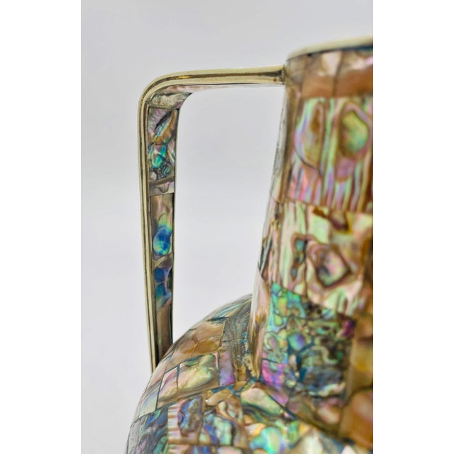 1960s Mexican Modernist Alpaca Silver & Abalone Pitcher, Los Castillo Style For Sale - Image 16 of 16