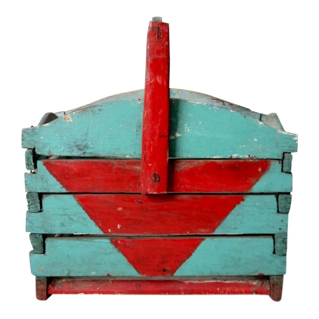 Antique Wooden Basket For Sale