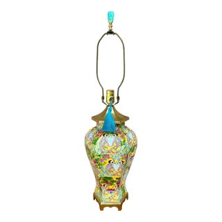 Vintage Decoupaged Chinoiserie Monkeys Ginger Jar Lamp For Sale