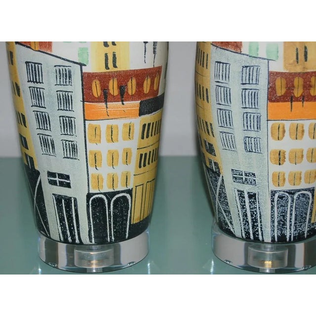 Bitossi Italian Ceramic Cityscape Table Lamps For Sale In Atlanta - Image 6 of 11
