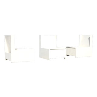 Brutalist Lounge Chairs in Painted Wood, 1960s, Set of 3 For Sale