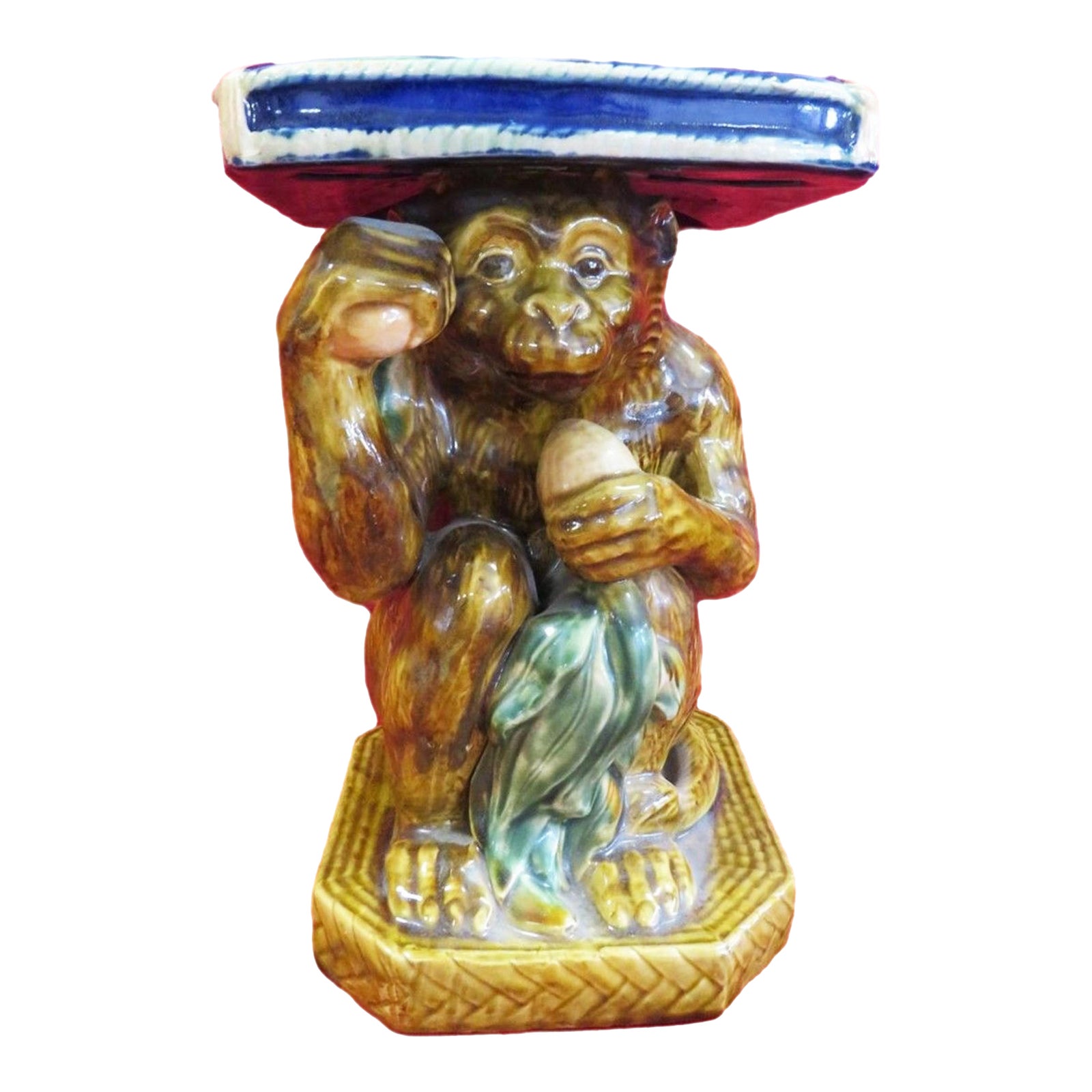 1960s Porcelain Monkey Stand Holding Persimmon Fruit Chinoiseries Style ...