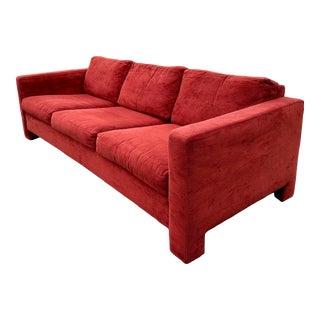 1980’s Mid Century Modern Parsons Style Sofa Attributed to Milo Baughman / Thayer-Coggin For Sale