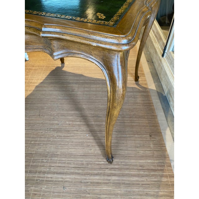 Chocolate French Walnut Leather Top Cards Table For Sale - Image 8 of 10