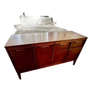 1950s Basic-Witz Solid Cherry MCM Double Dresser With 6 Drawers For Sale