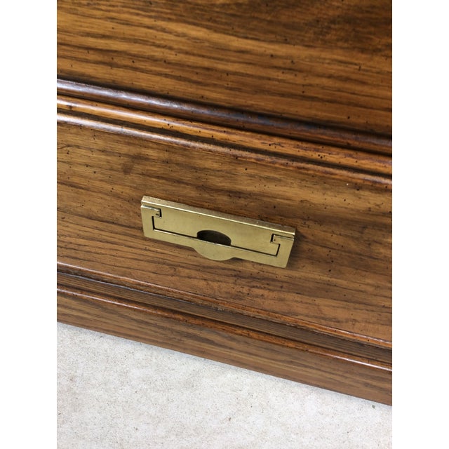 Vintage Campaign Style Oak Wall Unit With Brass Hardware For Sale - Image 17 of 17