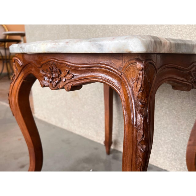 Early 20th Century Louis XV Style Set of Two Coffee Table with Marble-Top For Sale - Image 12 of 18