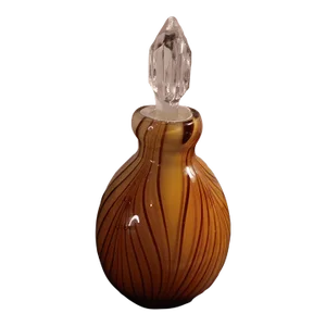 1980s Murano Italy Tiger Striped Pattern Glass Perfume Bottle.