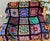 Abstract Black Granny Square Cottagecore Rainbow Afghan For Sale - Image 3 of 12
