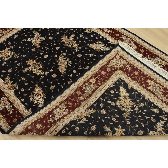 Tabriz Rug 5’9” X 9′ Blue Wool/Silk Traditional Hand-Knotted Oriental Carpet For Sale - Image 14 of 15