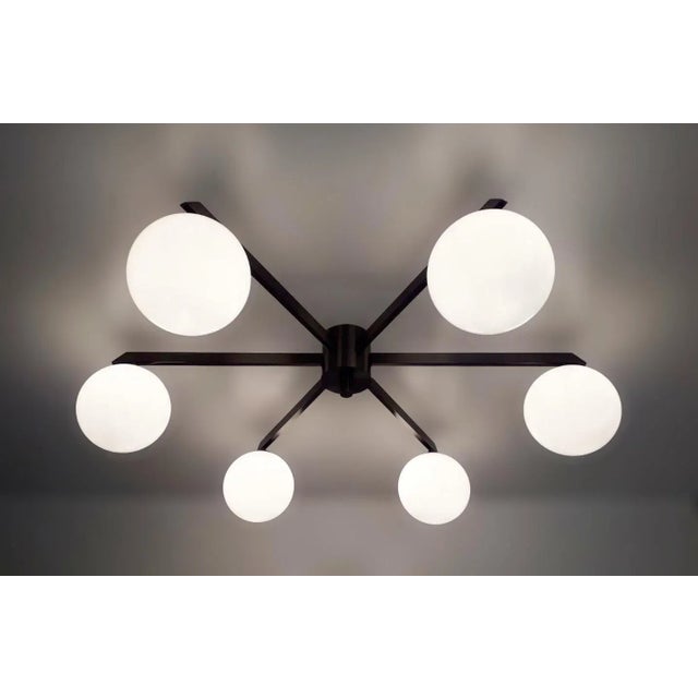 Sei Satin Black Nickel Glossy White Globe Flush Mount by Fabio Ltd For Sale - Image 6 of 6