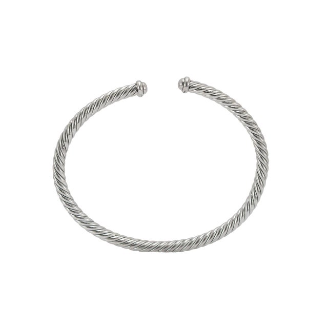 David Yurman Cable Flex 4mm 925 Sterling Silver Cuff Bangle Bracelet For Sale In Houston - Image 6 of 9