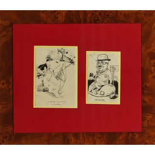 Turf Characters: The Aga Khan & Gordon Richards C1924 Pen & Ink Drawings For Sale