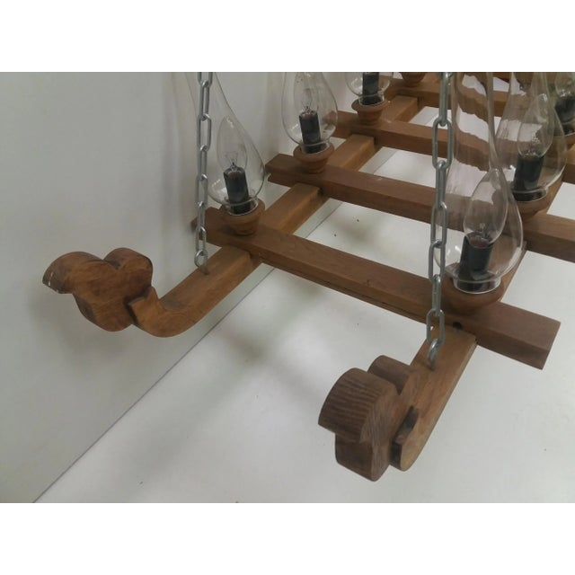 Large Wooden Chandelier, 1940s For Sale - Image 8 of 13