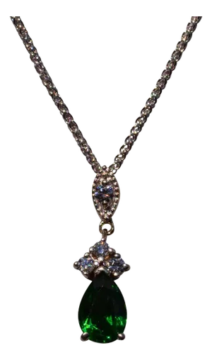 The 69th Street: Chrome Diopside and Diamond Necklace in White Gold