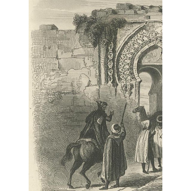 Alphonse Boilly, Ceuta from the Sea and Citadel Gate of Tangier, Morocco, 1859, Engraving For Sale - Image 6 of 9