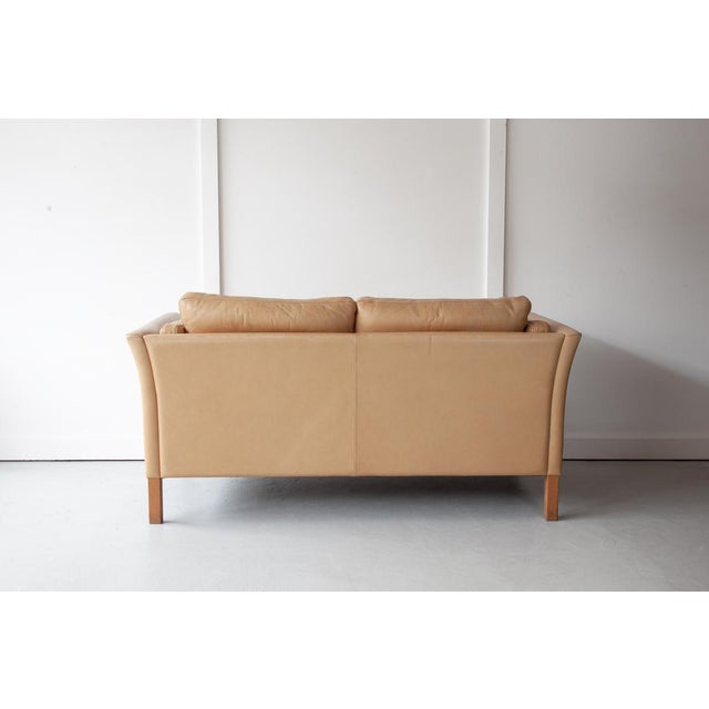 1960s Danish Two-Seater Tan Leather Sofa, 1960s For Sale - Image 5 of 7