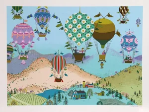 Jack Hofflander Vintage Spring Balloons Serigraph