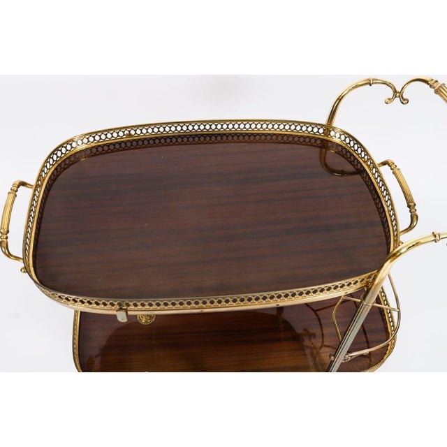 Mid-Century French Walnut and Brass Galleried Drinks Trolley, 1950s For Sale - Image 15 of 18