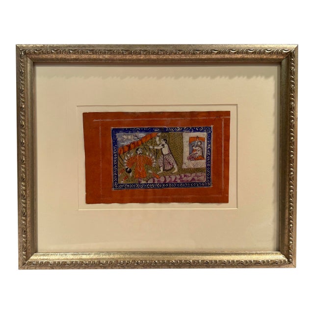 17th - 18th Century Indian Miniature Painting Depicting Scene From Ramayana For Sale