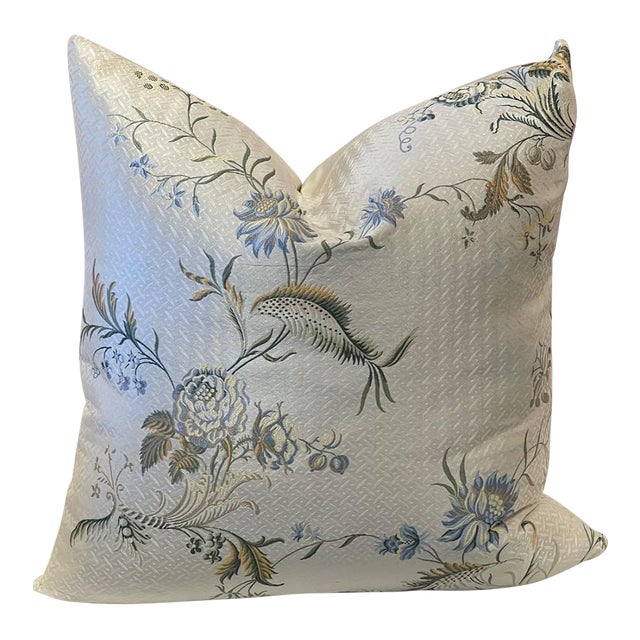 Traditional Silk Floral Throw Pillow For Sale