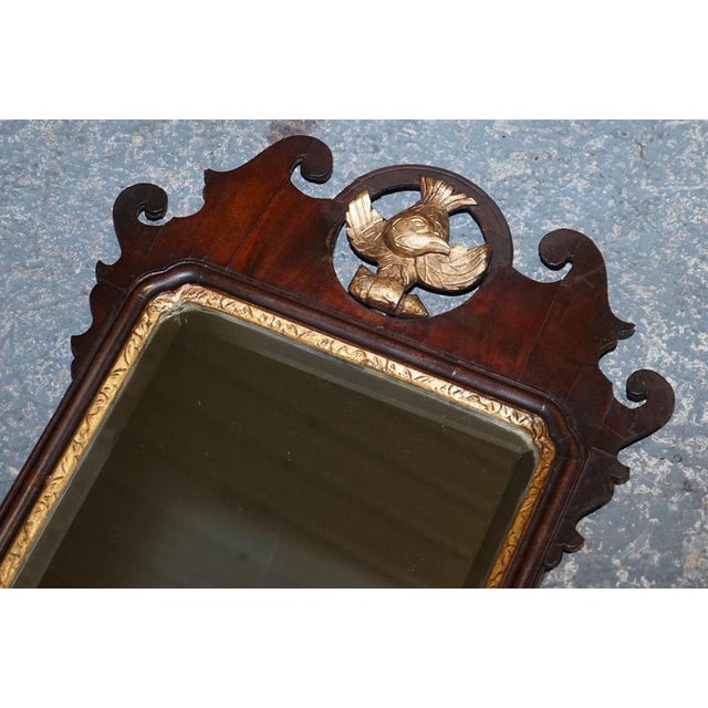 Antique Chippendale Giltwood Wall Mirror with Phoenix, 1760s For Sale - Image 4 of 15