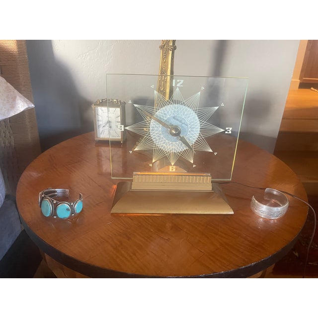 Gold Art Deco 1930s Mastercrafters Fantasy Clock Starlight Model - Works Fine For Sale - Image 8 of 11