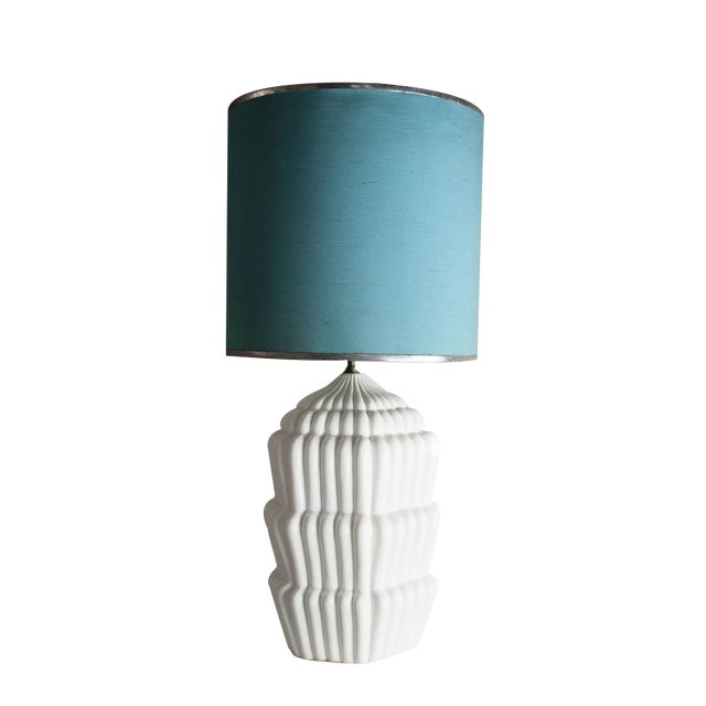 Italian Enameled Ceramic and Brass Table Lamp attributed to Tommaso Barbi, 1960s For Sale