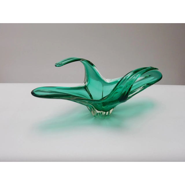 Large Green Glass Centrepiece, Belgium, 1970s For Sale - Image 4 of 9
