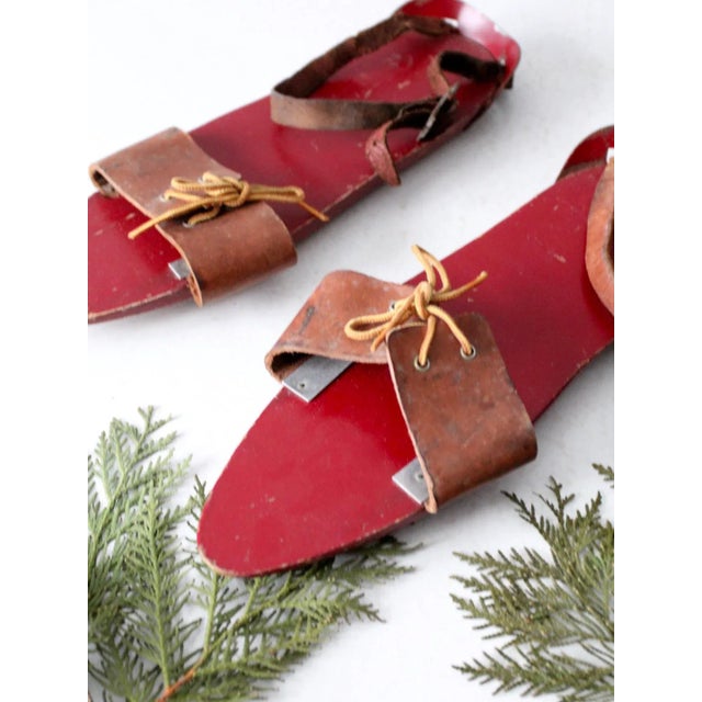 Red Antique Wooden Ice Skates For Sale - Image 8 of 9