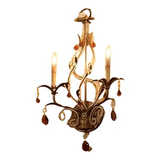 Pair of Currey & Company Isabella Wrought Iron & Crystal Wall Sconces – Rhine Gold For Sale