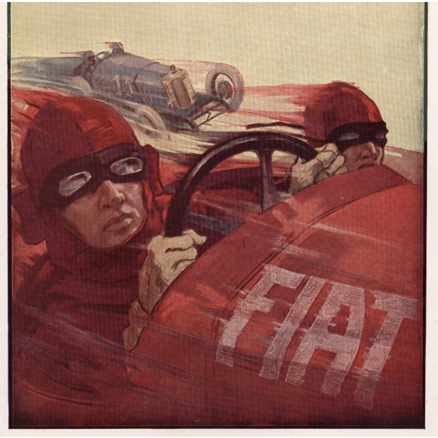 Art Deco 1924 Art Deco Racing Car Print-Fiat For Sale - Image 3 of 3