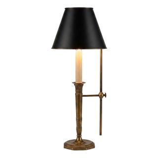Brass Bouillotte Table Lamp with Adjustable Black Metal Shade, 1950s For Sale