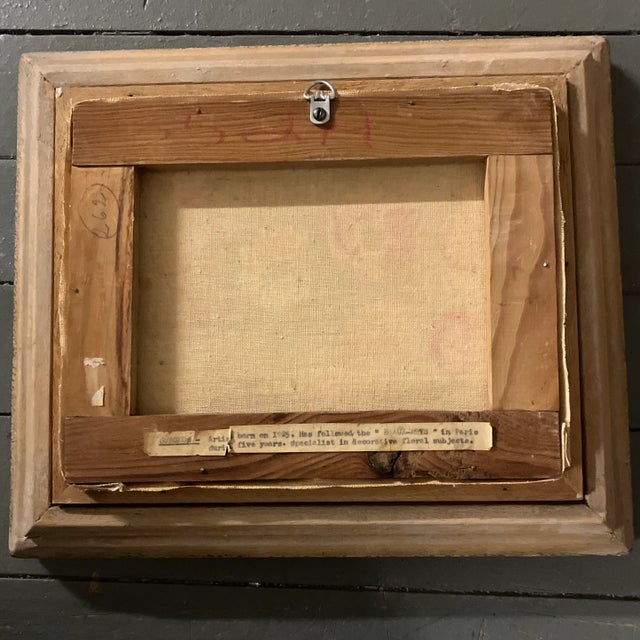 1950’s Paris Artist Floral Still Life Painting Original Frame Signed Surgeon For Sale - Image 4 of 7