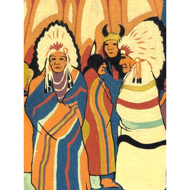 Joseph Bidzinski (American, 20th C.) Native American Ceremonial Procession, 1950 For Sale - Image 12 of 13