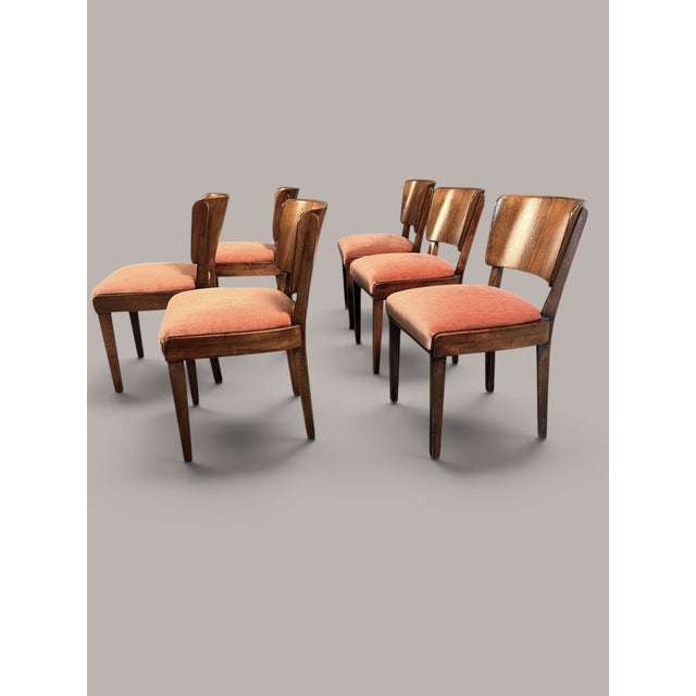 Wood German Dining Chairs in Walnut, 1940s, Set of 6 For Sale - Image 7 of 12