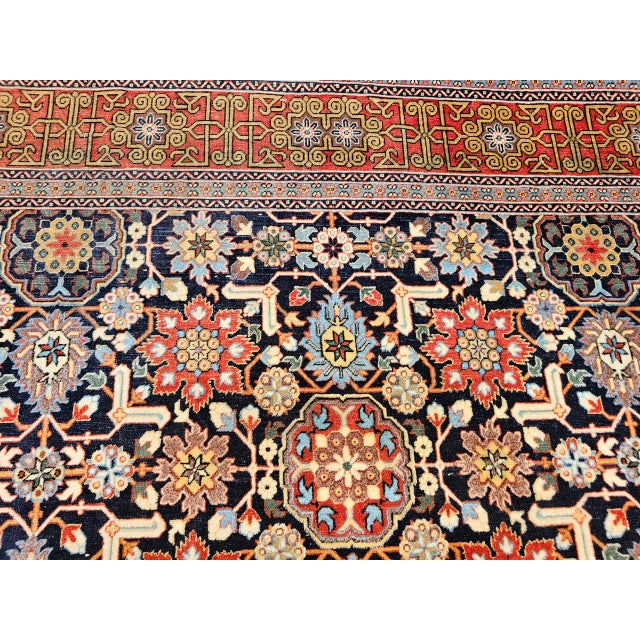 Vintage Persian Tabriz Afshan Rug, Hand-Knotted Wool, Allover Geometric Caucasian Kuba Pattern, Navy & Red, 5x9 For Sale - Image 15 of 18