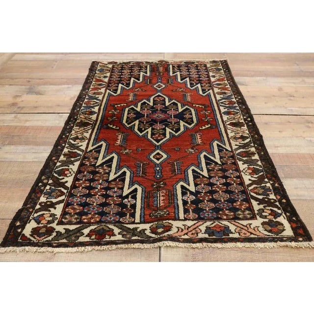 Textile Antique Persian Mazlaghan Hamadan Rug, 03'01 X 05'01 For Sale - Image 7 of 9
