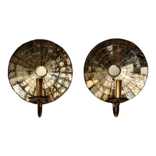 Early 20th Century Colonial Revival Mirrored Electrified Sconces - A Pair For Sale