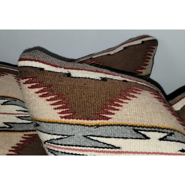 Pair of Indian Weaving Pillows. Down and Feather Inserts. Zippered Casing.