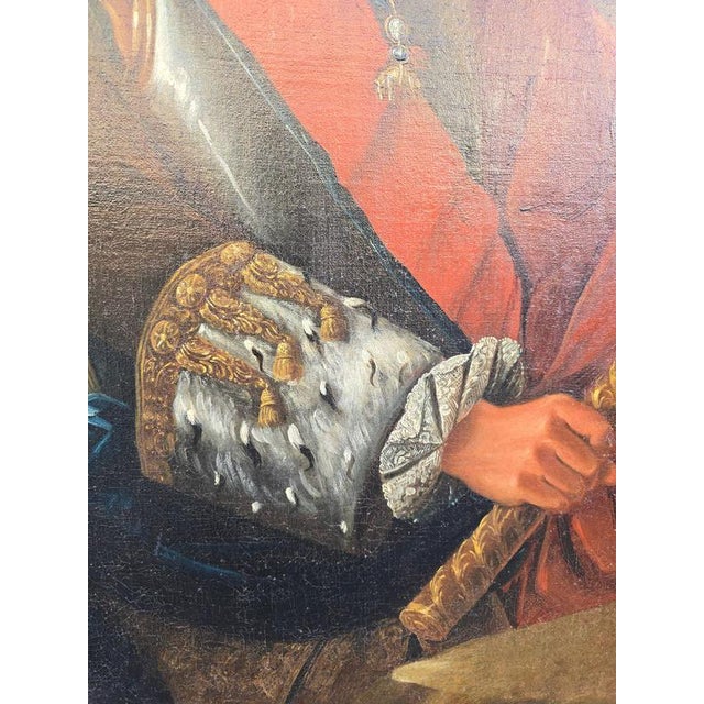 Circle of Giuseppe Bonito, Portrait of Charles of Bourbon as King of Naples, Oil on Canvas, Framed For Sale - Image 9 of 13