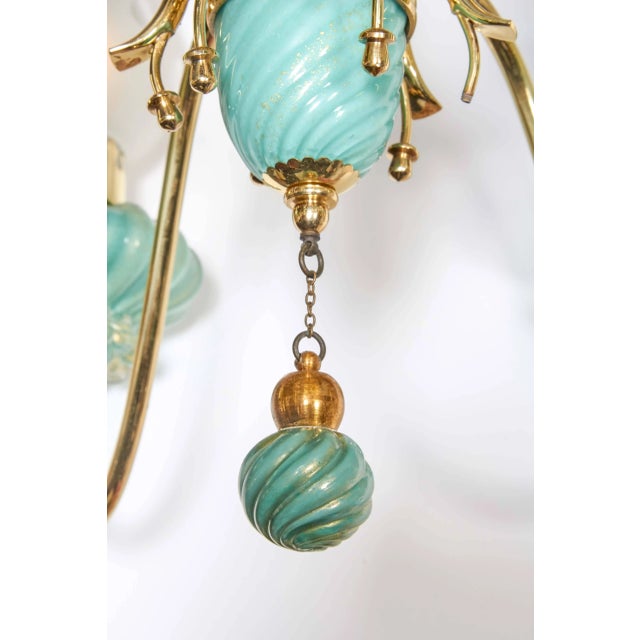 Hollywood Regency 1950s Italian Six-Arm Chandelier Glass Attributed to Seguso Vetri d'Arte For Sale - Image 3 of 6