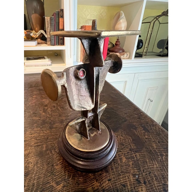 Bronze Zoltan Pap Cast Bronze Brutalist Candlestick For Sale - Image 8 of 10